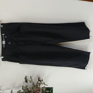 Vintage SilverTab Baggy Black Cropped Pleated Pants Raw Hem Distressed 31x25